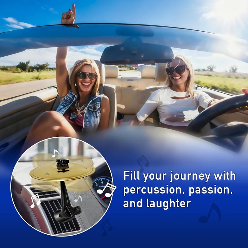 BRIGHTWORLD Car Symbol Drum Air Vent, 2 PCS Min Cymbal for Car Vent, Car Accessory Gift for Music Lovers, Car Drum Cymbal Air vent, A Fun Driving Trip Gold (One bracket) - Image 4